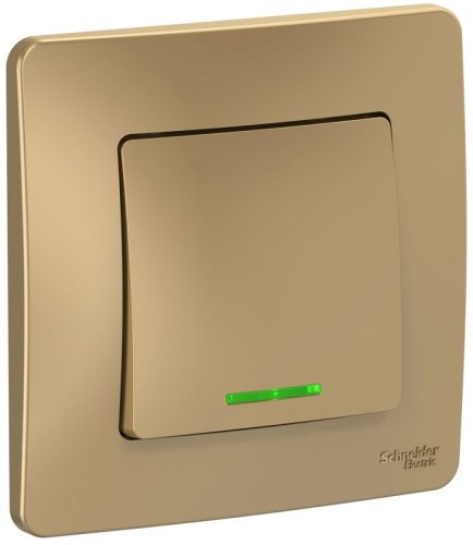 Переключатель с подсветкой с рамкой Systeme Electric Blanca 1-кл. проходной титан картинка